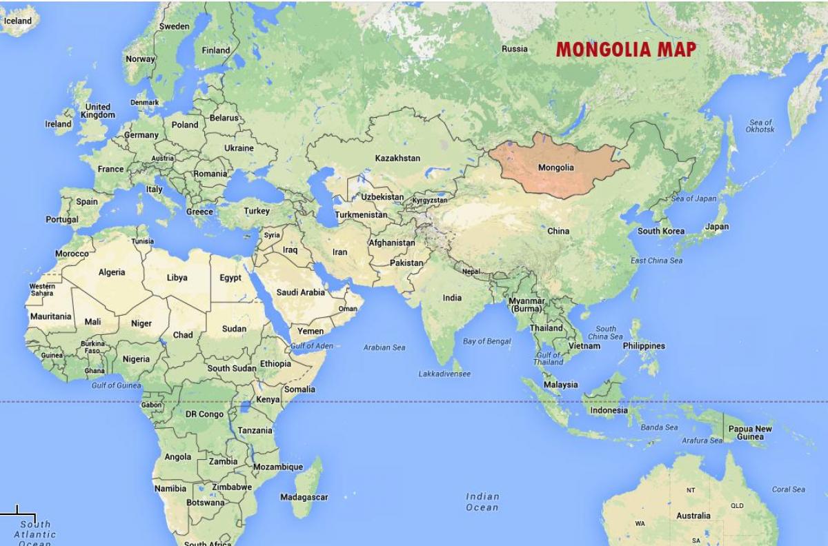 παγκόσμιο χάρτη που δείχνει τη Μογγολία