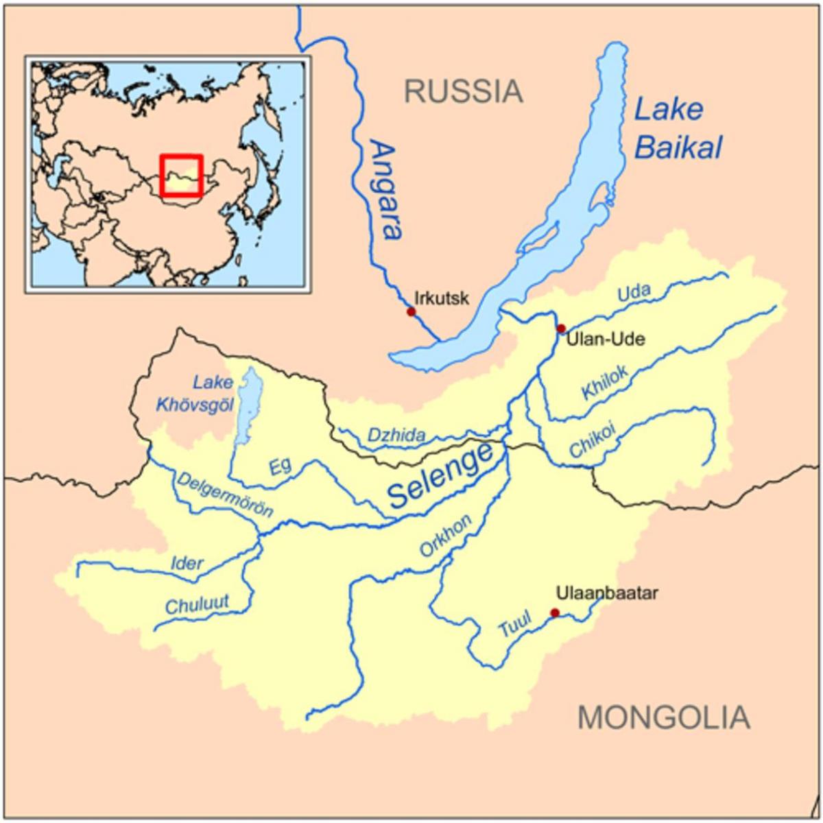 χάρτης της Μογγολίας ποτάμι