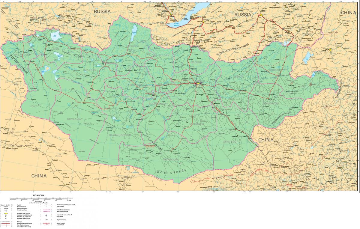 χάρτης της Μογγολίας δρόμο