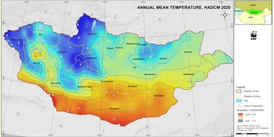 Χάρτης της Μογγολίας για το κλίμα 