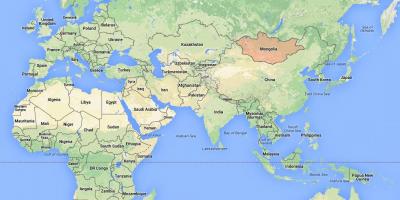 Παγκόσμιο χάρτη που δείχνει τη Μογγολία