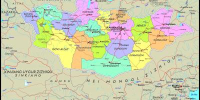 Φυσική χάρτη της Μογγολίας
